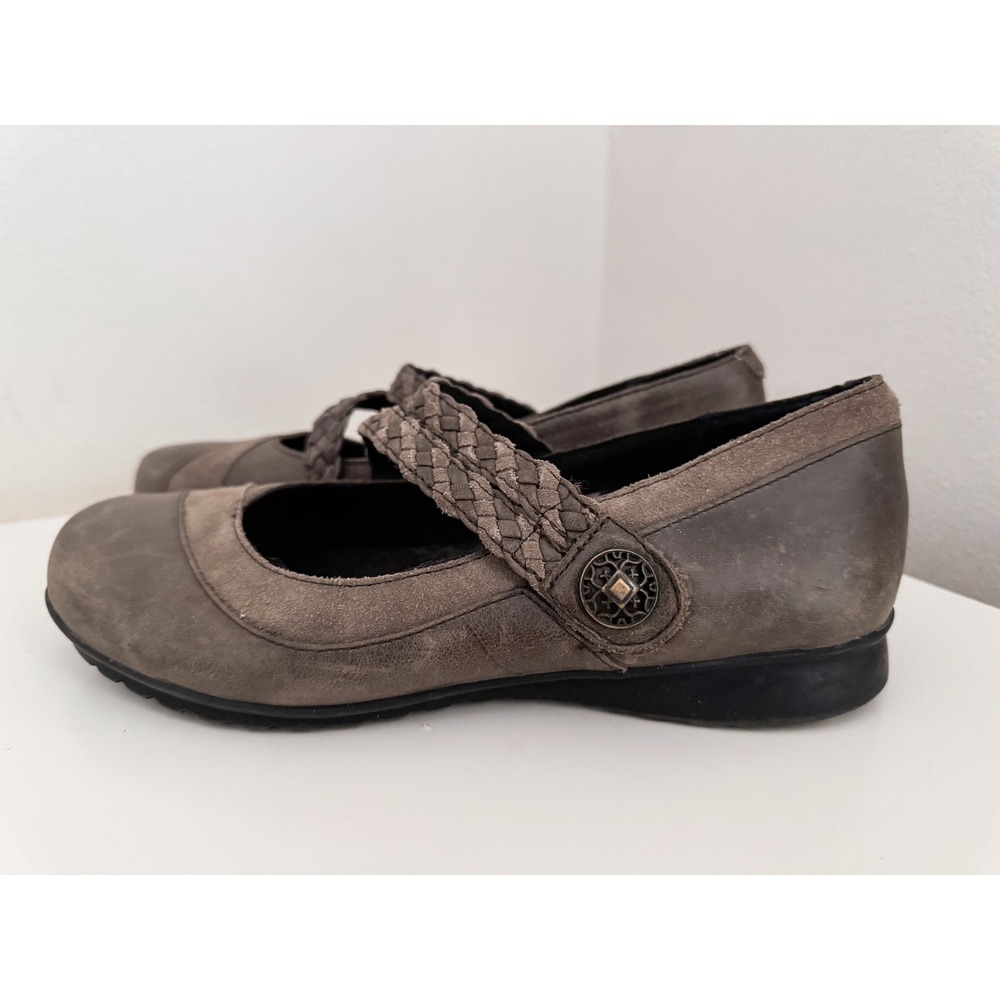 Granola Aetrex Berries Gray Leather Braided Strap Mary Jane Flats38 Cottagecore
